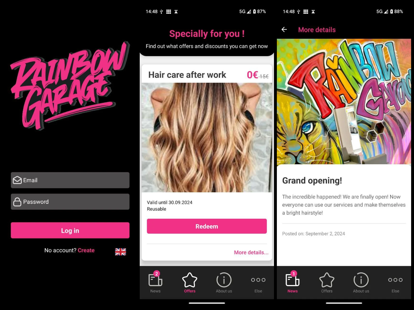 Rainbow Garage Beauty Salon Application